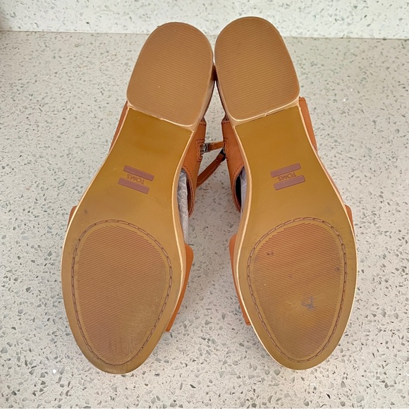 TOMS Majorca Leather Platform Sandal, Tan Leather, Size 8 - Picture 9 of 9